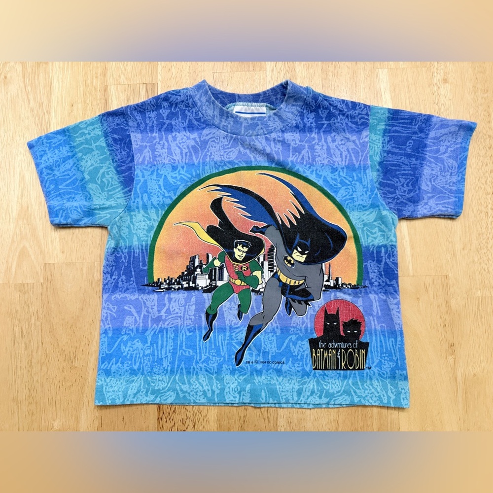 Vintage 1994 Allison Adventures Of Batman & Robin Tie Dye AOP T Shirt Kids 4